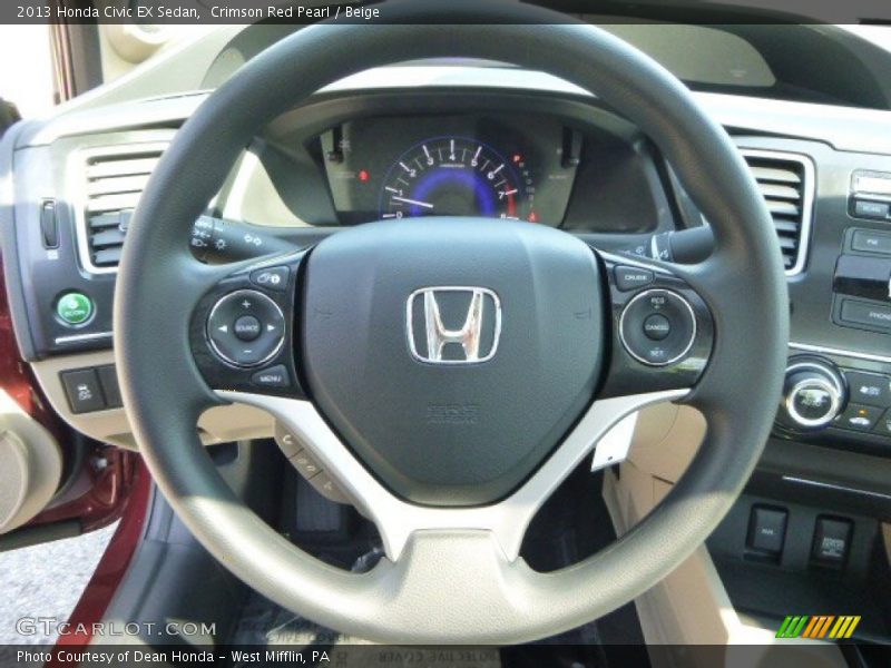 Crimson Red Pearl / Beige 2013 Honda Civic EX Sedan