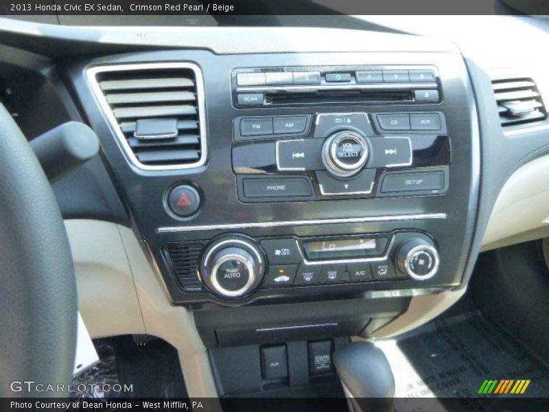 Crimson Red Pearl / Beige 2013 Honda Civic EX Sedan