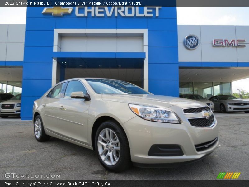 Champagne Silver Metallic / Cocoa/Light Neutral 2013 Chevrolet Malibu LT