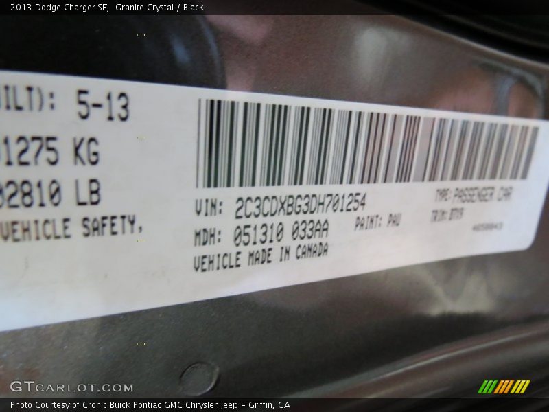 Granite Crystal / Black 2013 Dodge Charger SE