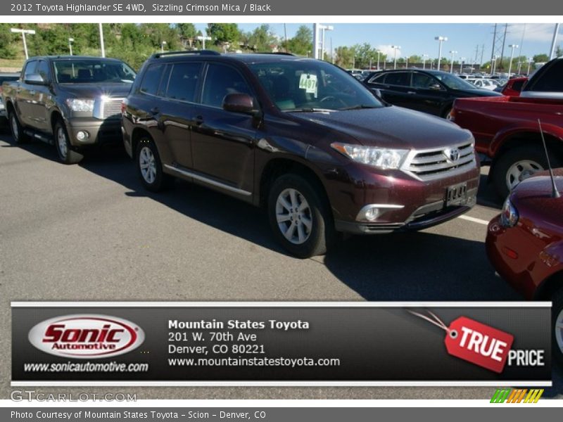 Sizzling Crimson Mica / Black 2012 Toyota Highlander SE 4WD
