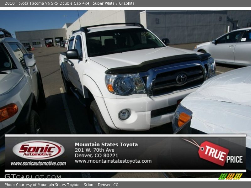 Super White / Graphite 2010 Toyota Tacoma V6 SR5 Double Cab 4x4