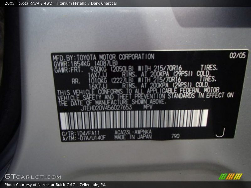Titanium Metallic / Dark Charcoal 2005 Toyota RAV4 S 4WD