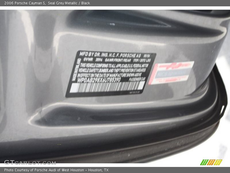 Seal Grey Metallic / Black 2006 Porsche Cayman S