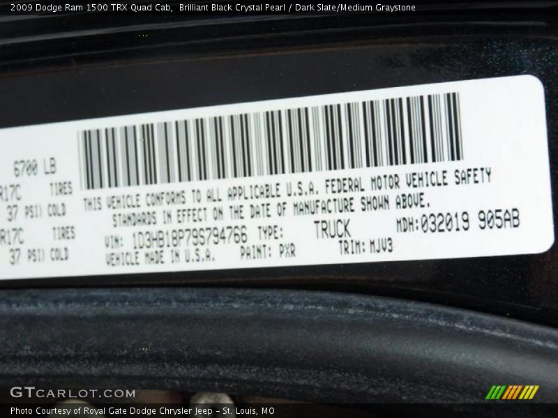 Brilliant Black Crystal Pearl / Dark Slate/Medium Graystone 2009 Dodge Ram 1500 TRX Quad Cab