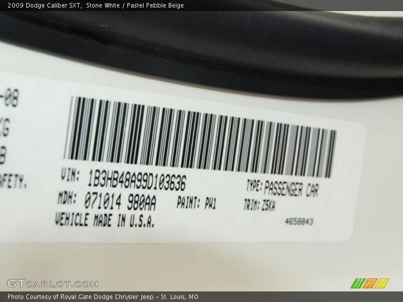 Stone White / Pastel Pebble Beige 2009 Dodge Caliber SXT