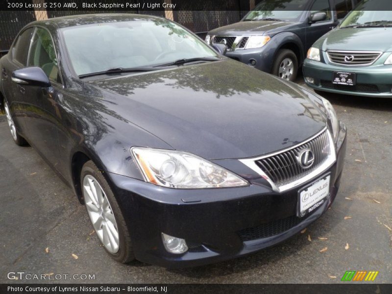 Black Sapphire Pearl / Light Gray 2009 Lexus IS 250 AWD