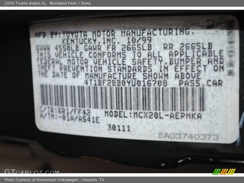 Woodland Pearl / Stone 2000 Toyota Avalon XL