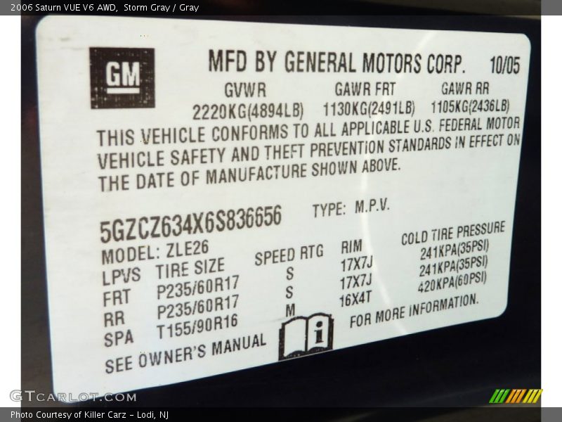 Storm Gray / Gray 2006 Saturn VUE V6 AWD