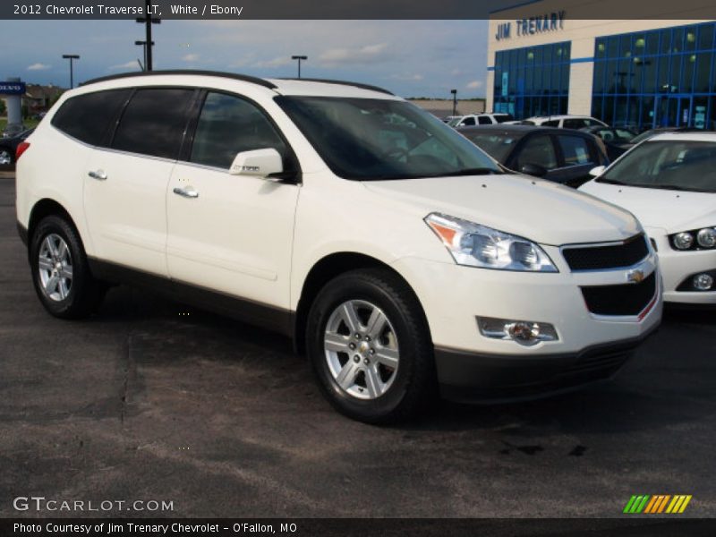 White / Ebony 2012 Chevrolet Traverse LT