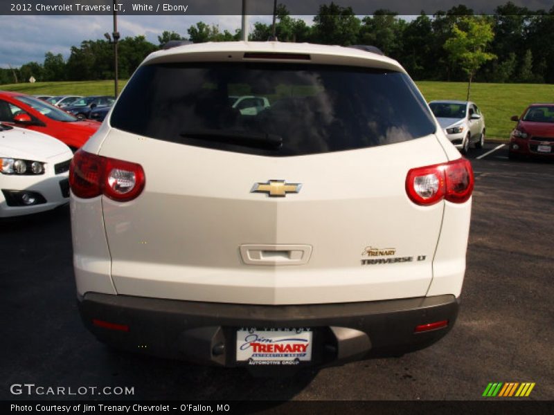 White / Ebony 2012 Chevrolet Traverse LT