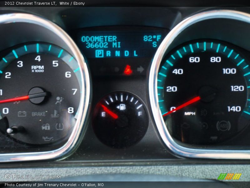 White / Ebony 2012 Chevrolet Traverse LT