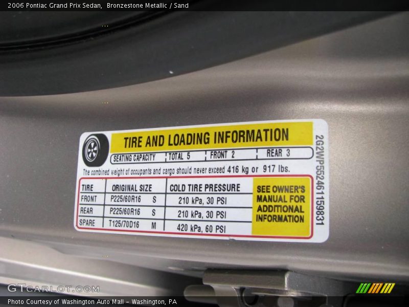 Bronzestone Metallic / Sand 2006 Pontiac Grand Prix Sedan