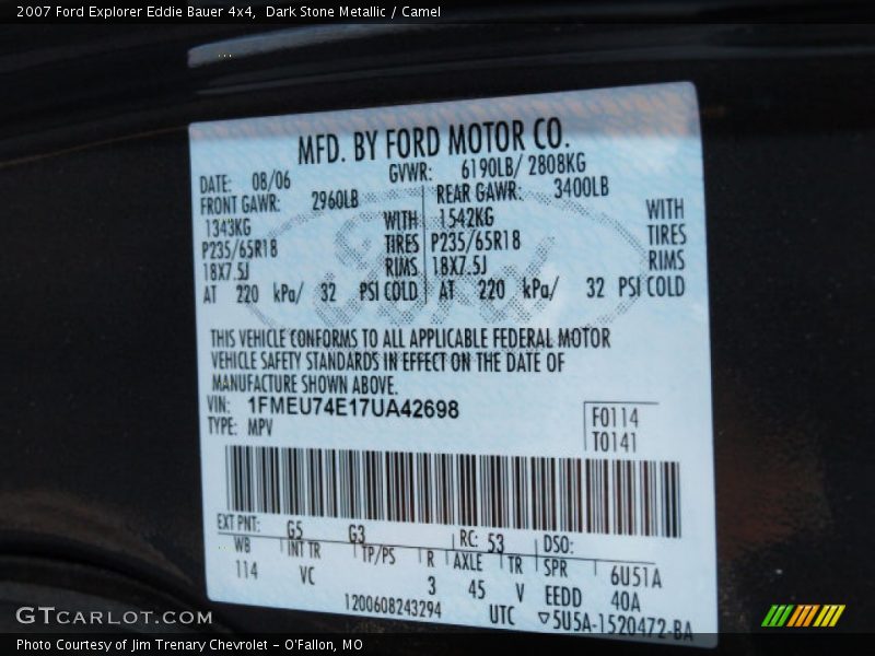 Dark Stone Metallic / Camel 2007 Ford Explorer Eddie Bauer 4x4