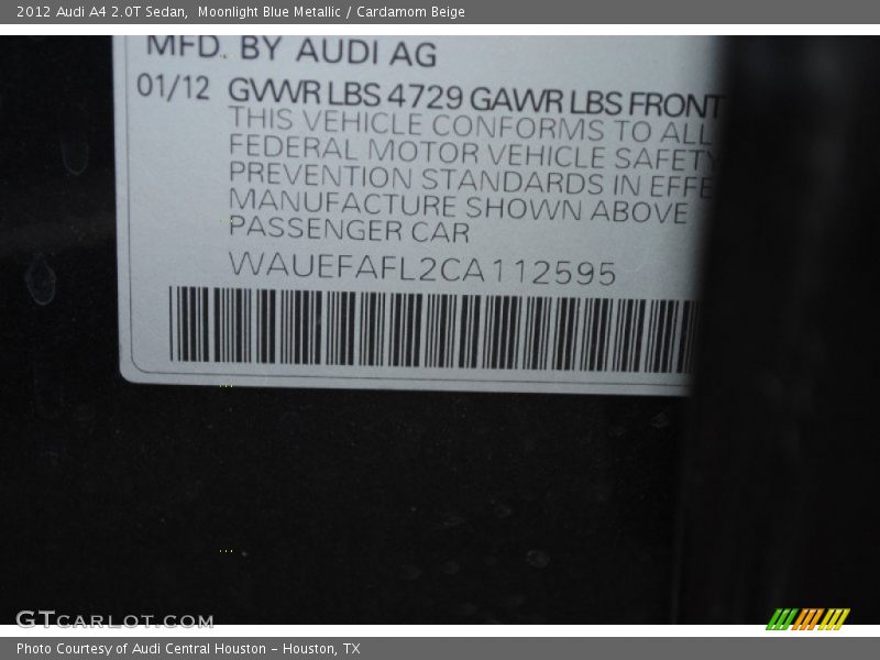 Moonlight Blue Metallic / Cardamom Beige 2012 Audi A4 2.0T Sedan