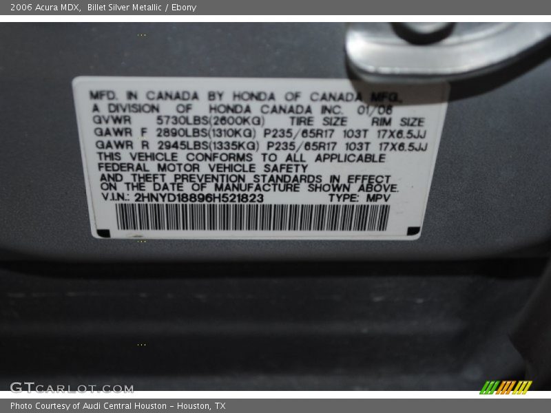 Billet Silver Metallic / Ebony 2006 Acura MDX