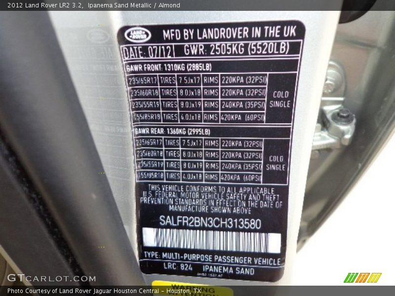 Ipanema Sand Metallic / Almond 2012 Land Rover LR2 3.2