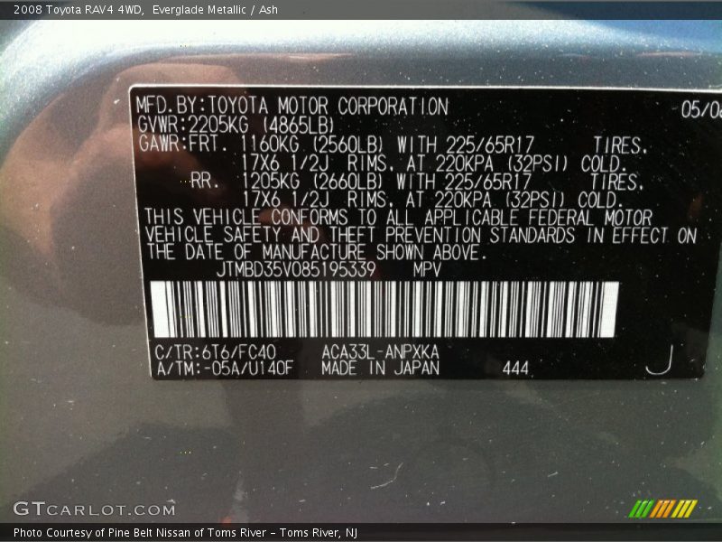 Everglade Metallic / Ash 2008 Toyota RAV4 4WD