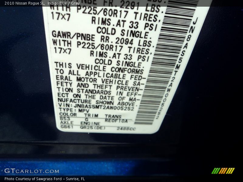Indigo Blue / Gray 2010 Nissan Rogue SL