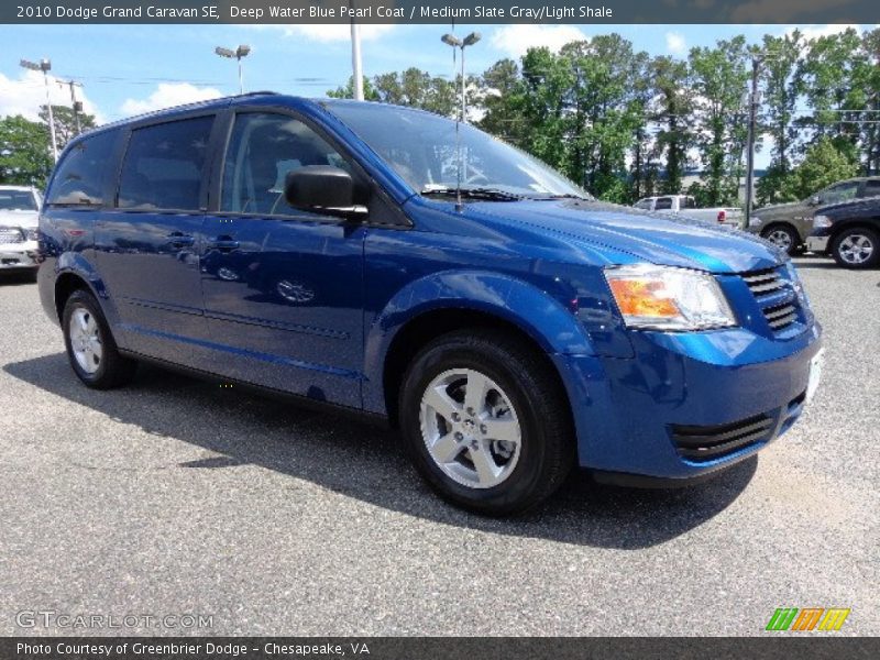 Deep Water Blue Pearl Coat / Medium Slate Gray/Light Shale 2010 Dodge Grand Caravan SE