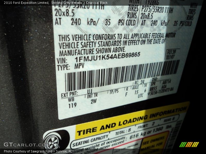 2010 Expedition Limited Sterling Grey Metallic Color Code UJ