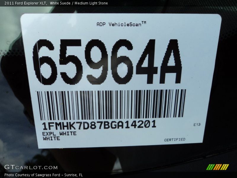 White Suede / Medium Light Stone 2011 Ford Explorer XLT