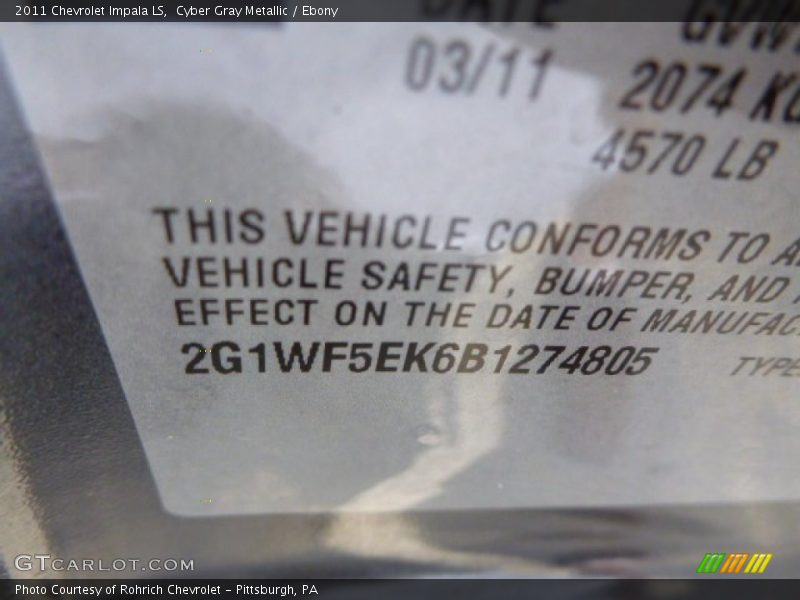 Cyber Gray Metallic / Ebony 2011 Chevrolet Impala LS