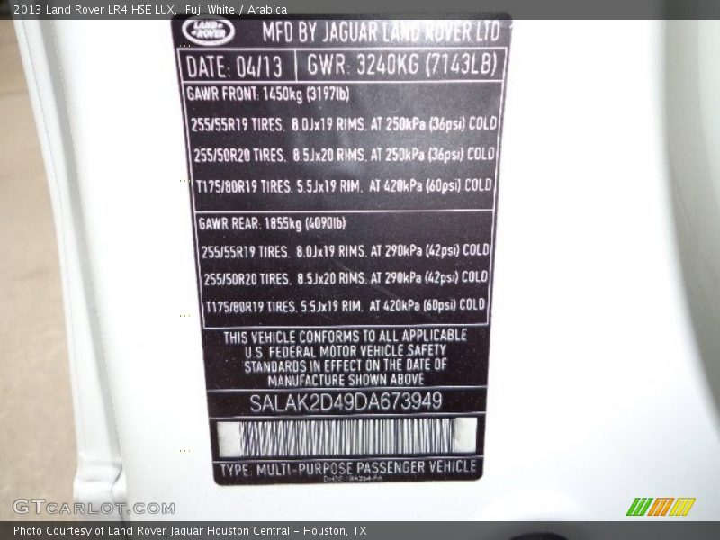 Fuji White / Arabica 2013 Land Rover LR4 HSE LUX