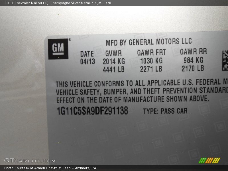 Champagne Silver Metallic / Jet Black 2013 Chevrolet Malibu LT
