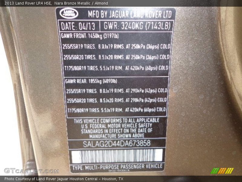 Nara Bronze Metallic / Almond 2013 Land Rover LR4 HSE