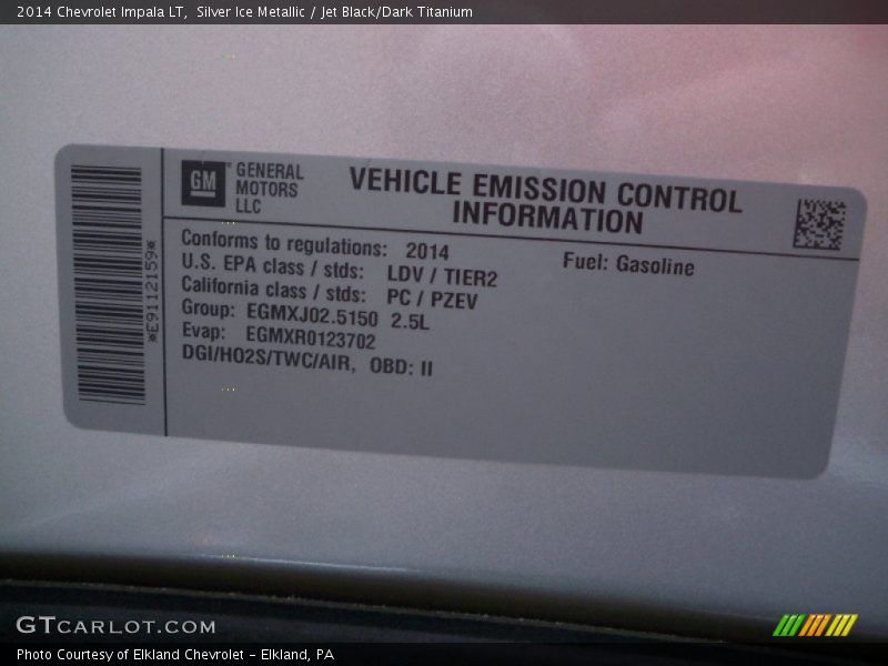Silver Ice Metallic / Jet Black/Dark Titanium 2014 Chevrolet Impala LT