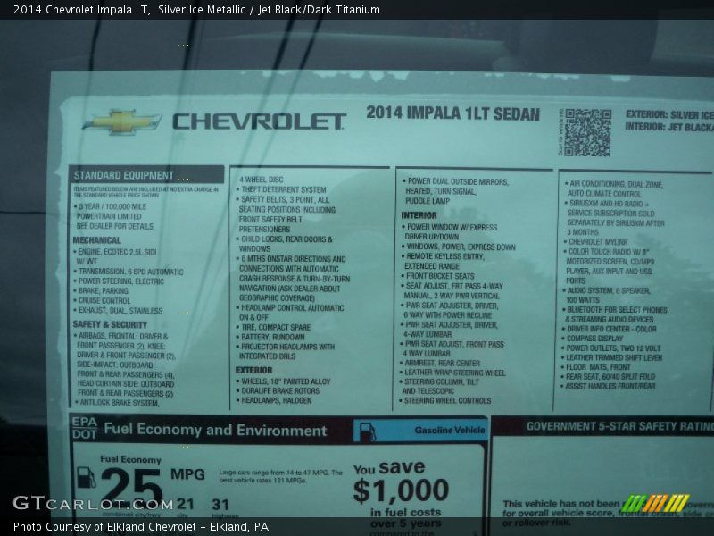  2014 Impala LT Window Sticker