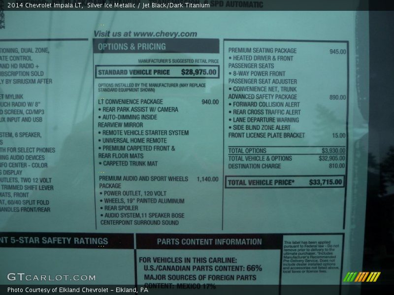  2014 Impala LT Window Sticker