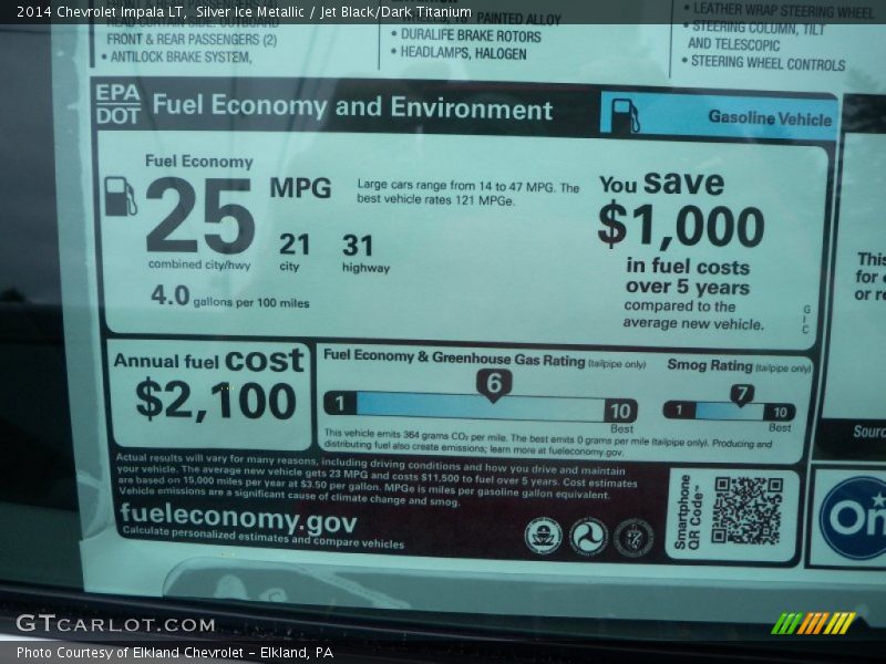  2014 Impala LT Window Sticker