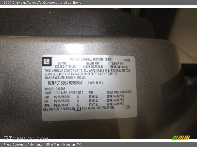 Graystone Metallic / Ebony 2007 Chevrolet Tahoe LT