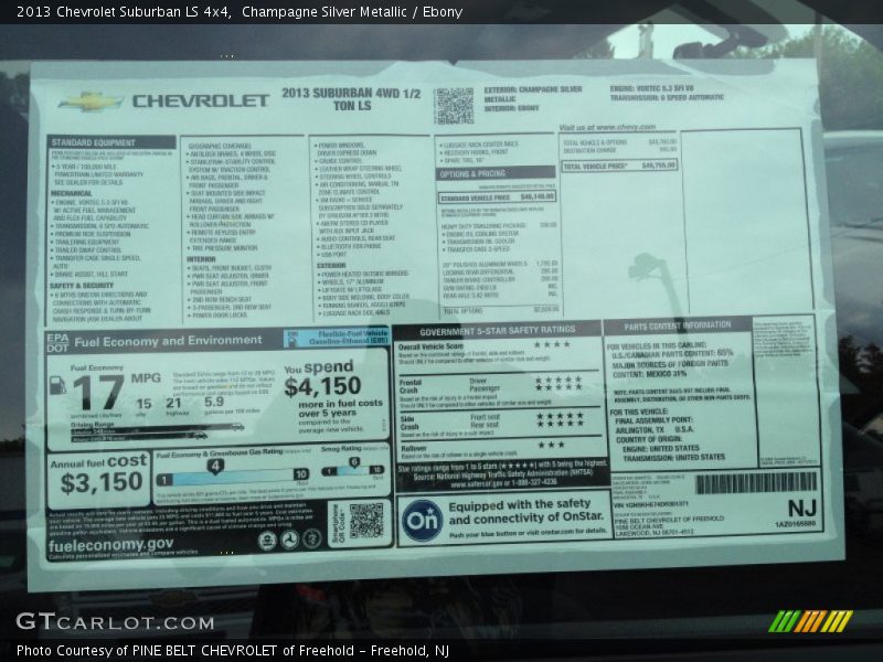  2013 Suburban LS 4x4 Window Sticker
