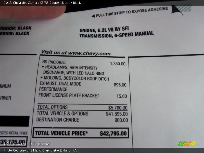 Black / Black 2013 Chevrolet Camaro SS/RS Coupe