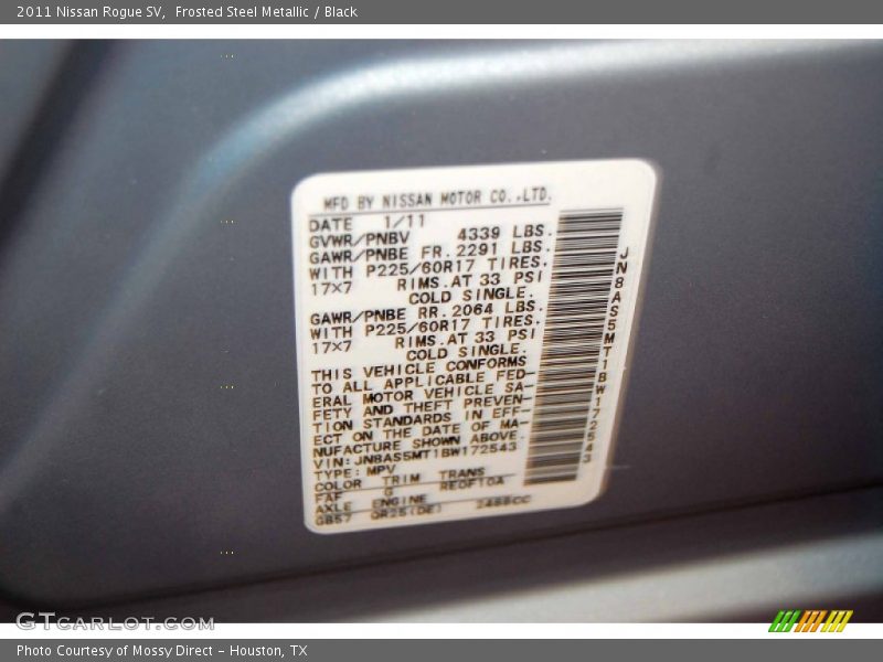 Frosted Steel Metallic / Black 2011 Nissan Rogue SV
