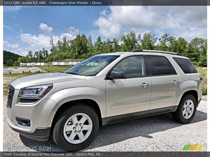 Champagne Silver Metallic / Ebony 2013 GMC Acadia SLE AWD