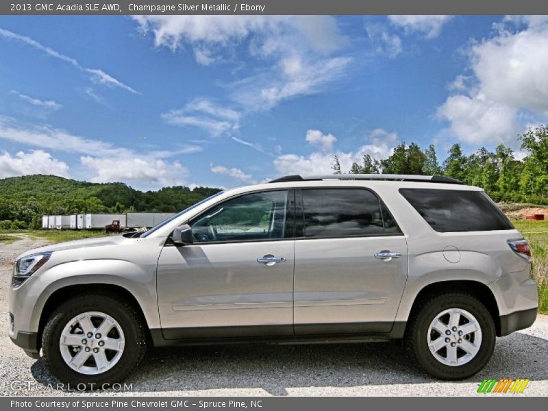 Champagne Silver Metallic / Ebony 2013 GMC Acadia SLE AWD