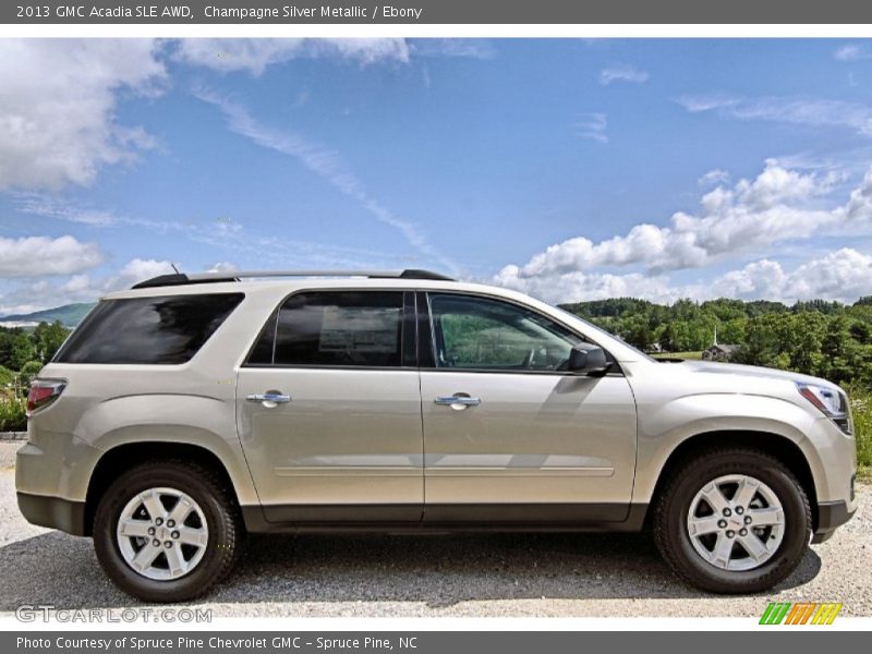Champagne Silver Metallic / Ebony 2013 GMC Acadia SLE AWD