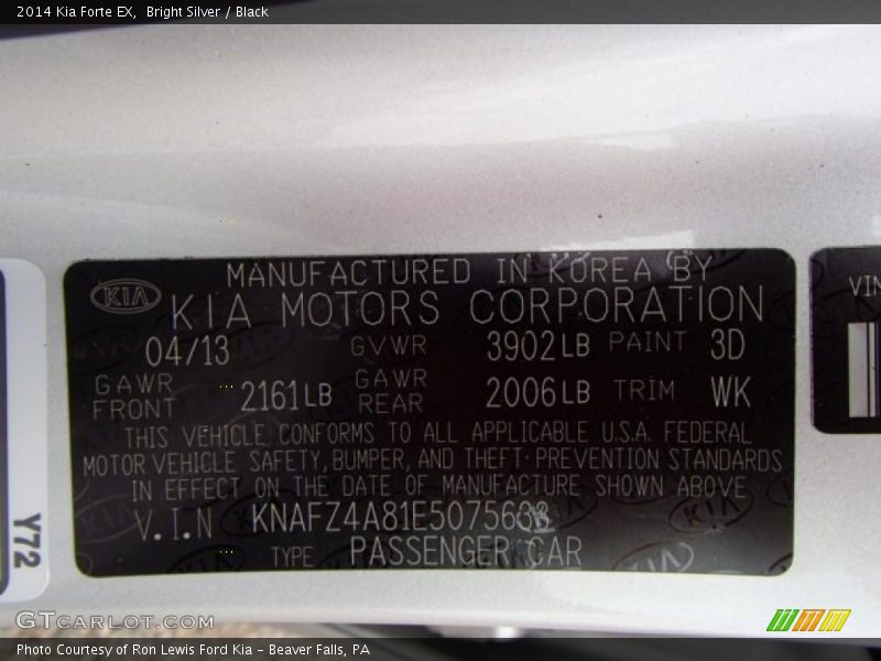 2014 Forte EX Bright Silver Color Code 3D