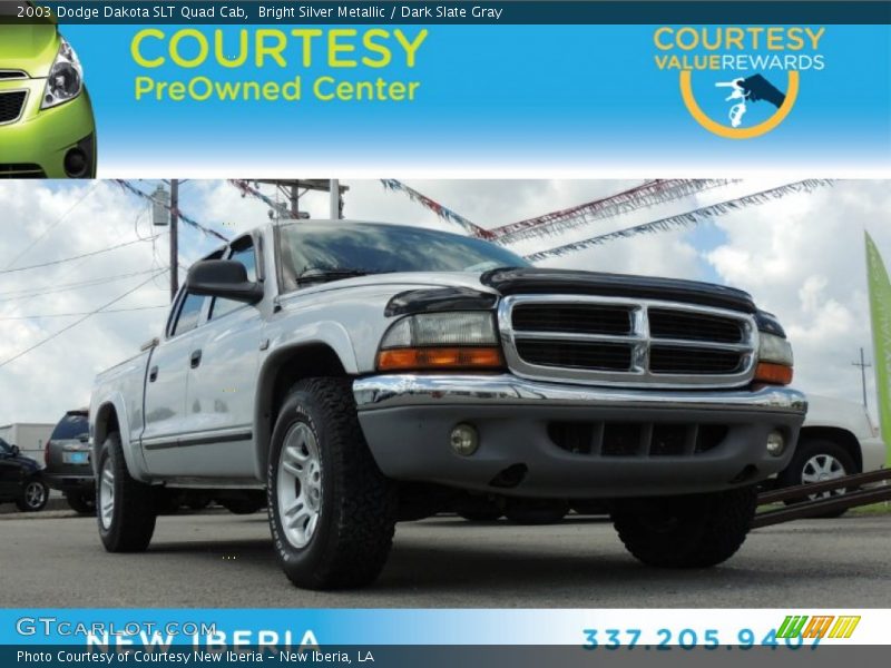 Bright Silver Metallic / Dark Slate Gray 2003 Dodge Dakota SLT Quad Cab