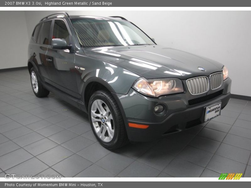 Highland Green Metallic / Sand Beige 2007 BMW X3 3.0si