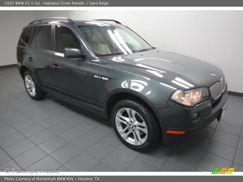 Highland Green Metallic / Sand Beige 2007 BMW X3 3.0si