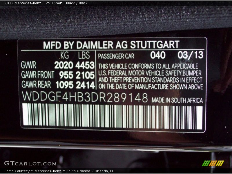 Black / Black 2013 Mercedes-Benz C 250 Sport