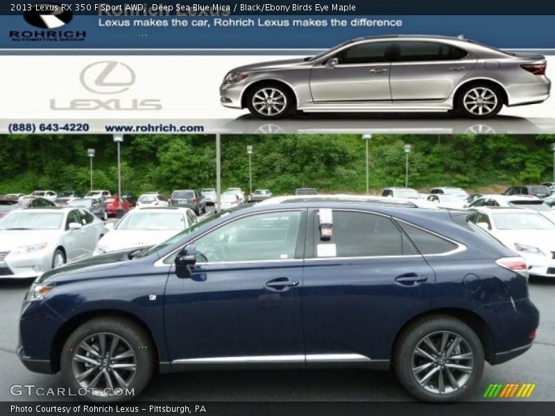 Deep Sea Blue Mica / Black/Ebony Birds Eye Maple 2013 Lexus RX 350 F Sport AWD
