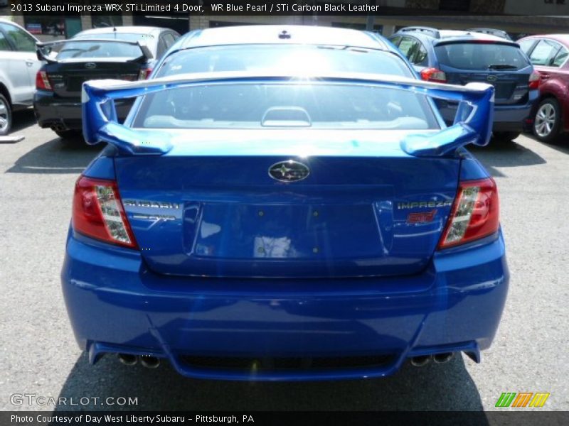 WR Blue Pearl / STi Carbon Black Leather 2013 Subaru Impreza WRX STi Limited 4 Door