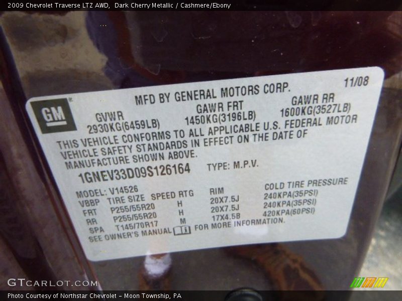 Dark Cherry Metallic / Cashmere/Ebony 2009 Chevrolet Traverse LTZ AWD