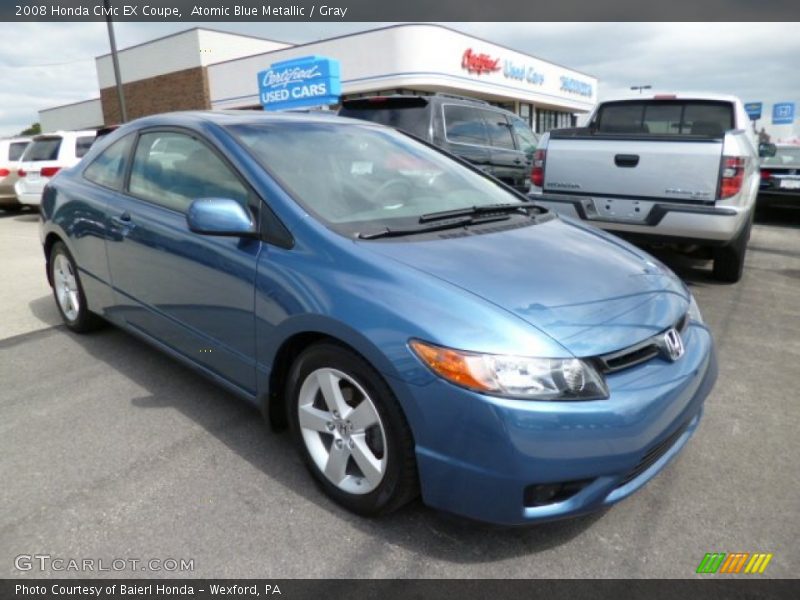 Atomic Blue Metallic / Gray 2008 Honda Civic EX Coupe